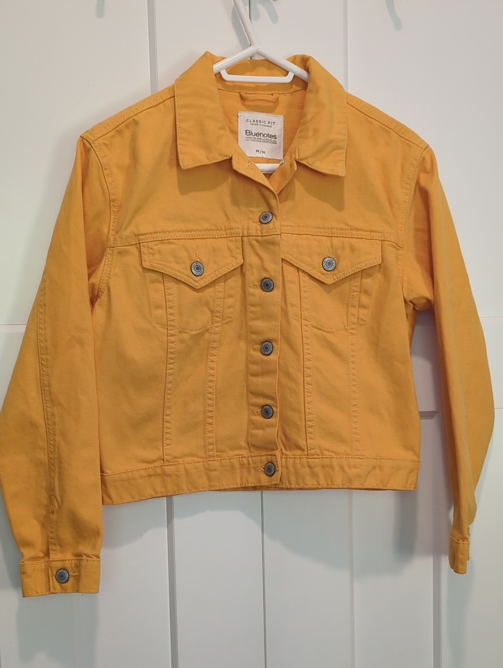 Bluenotes Women's Classic Fit Trucker Yellow Denim Jacket - Button Front Size M